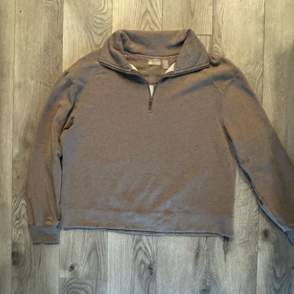 Zella Gray Zip Up Sweater with Knit Fabric